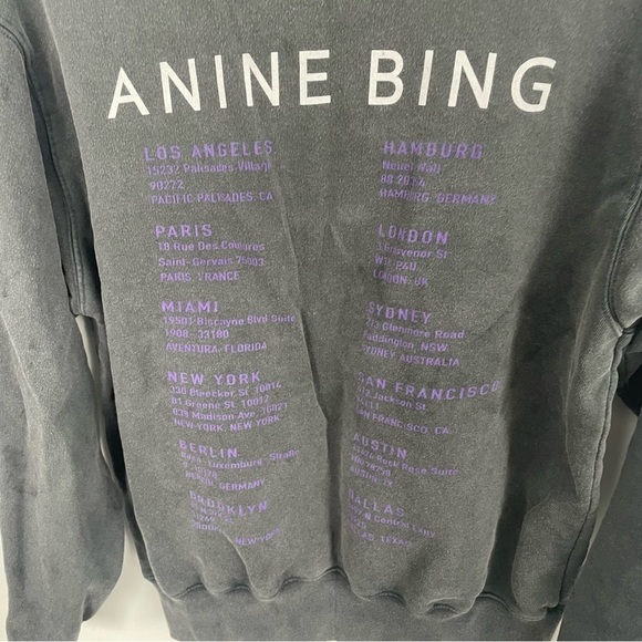 Anine Bing Ramona Stardust Sweatshirt Washed Black Size Small - Picture 9 of 10